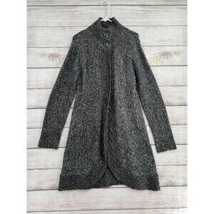 prAna Angelica Duster Cardigan Sweater Womens Large Gray White Heathered